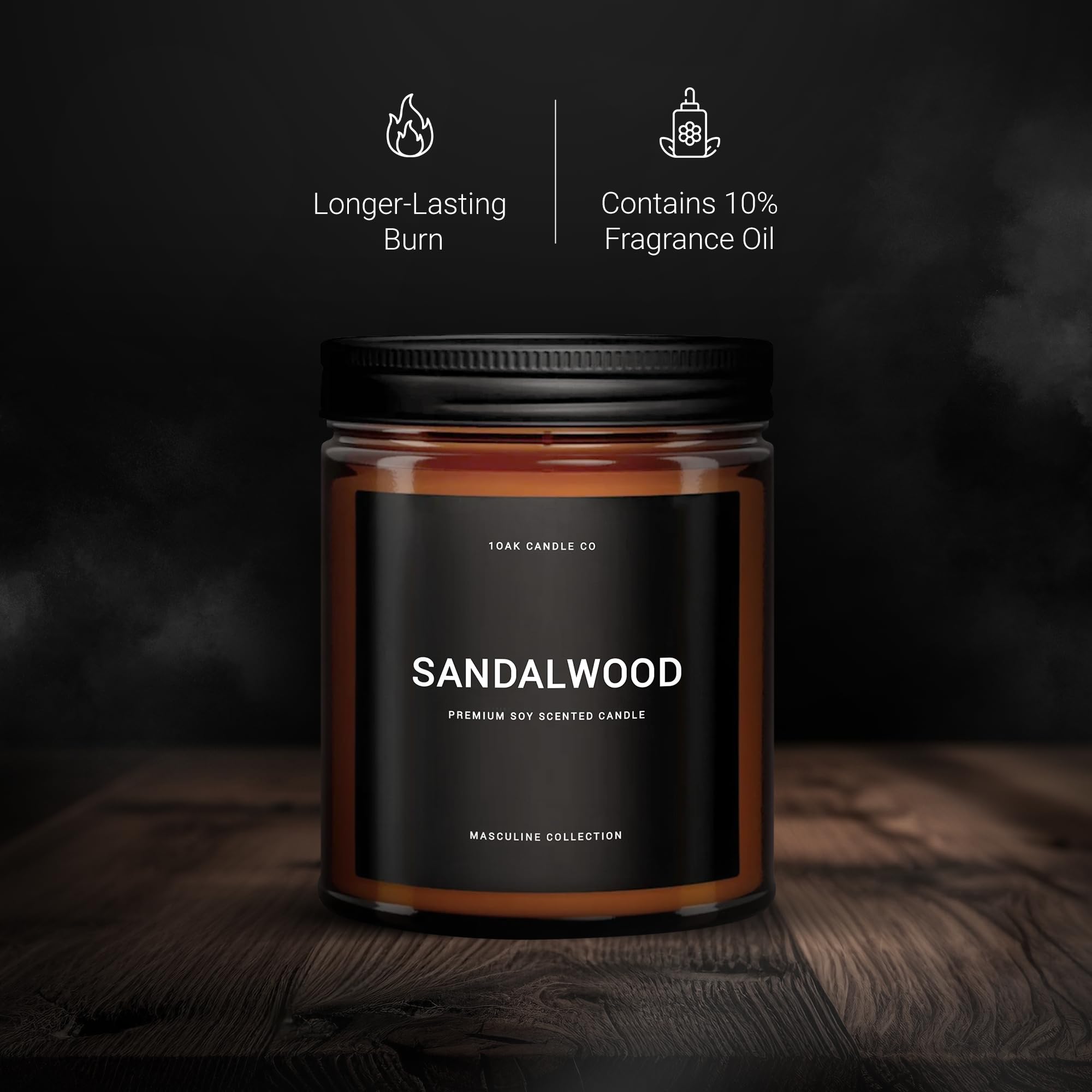 1OAK Scented Candles for Men - Sandalwood Candles - Mens Candles for Home - Masculine Candle - Soy Wax Scented Candles - Long Burning Candles Premium - Soy Wax