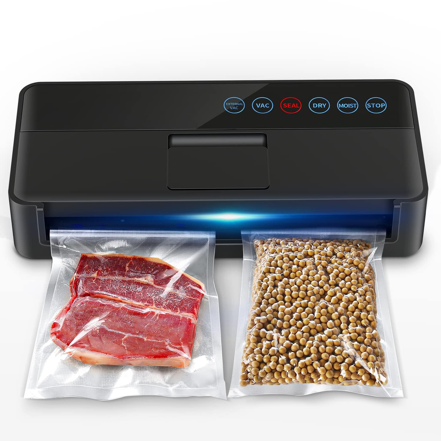 Vacuum Sealer Machine, Automatic Food for Preservation with sealers bags, Dry Moist Modes, Led Indicator Lights, Compact Design Full 95 Kpa (Black), (V8111)