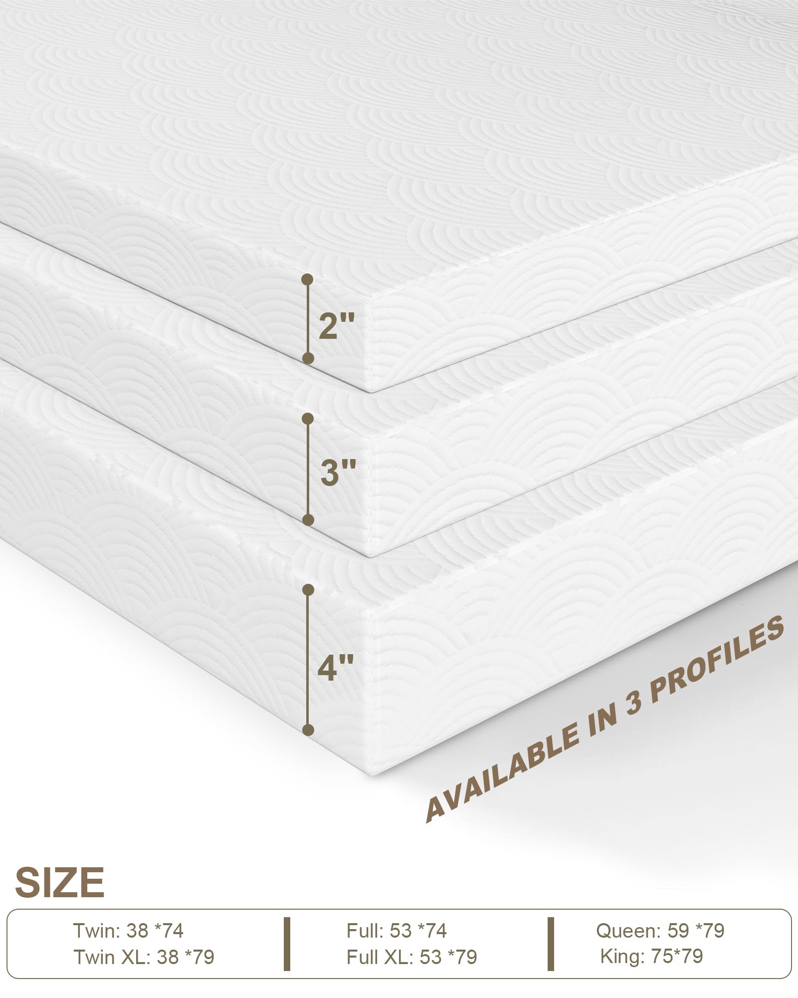 Zenzy 4" Twin Extra Long Firm Memory Foam Mattress Topper, [Removable] [Washable] Cover and [Adjustable] Straps, CertiPUR-US Certified Firm Mattress Topper Twin XL for College Dorm- White