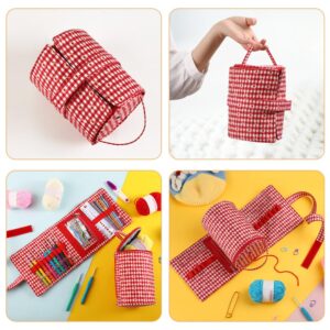 SEWACC Knitting Tools Bag Crochet Organizer Bag Yarn Storage Tote Knitting Accessories Supplies Yarn Holder with Grommets Crochet Project Case