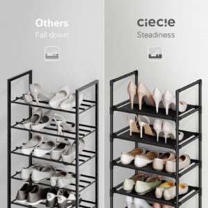 ciecie Shoe Rack, Shoe Organizer, 10 Tiers Non-Woven Fabric Shoe Shelves, Sturdy Shoe Rack for Closet, Garage & Corridor, Tall Shoe Rack for Entryway,11" D x 17.7" W x 68" H-Black