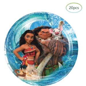 Birthday Party Supplies for Moana, Include 20 Plates and 20 Napkins, for Moana Theme Birthday Party Decorations