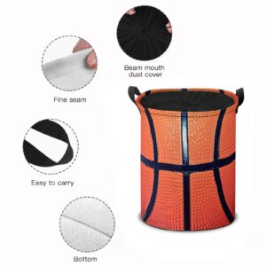 Laundry Basket with Handle Basketball 45L Laundry Hamper Collapsible Toys Storage Basket with Drawstring Toys Room Storage Basket