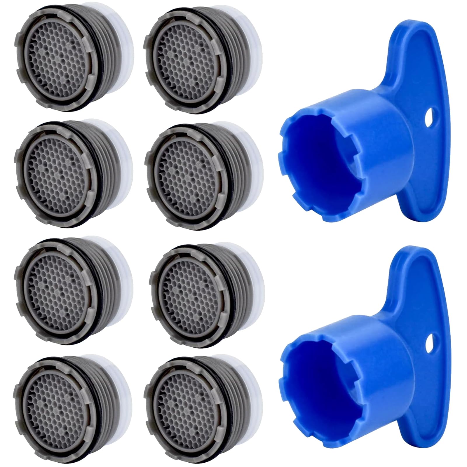 8PCS Faucet Cache Aerator, 18.5mm Water-Saving Flow Limiter Set for Bathroom or Kitchen Replacement Parts, With 2PCS Wrench Disassembly Tool(1.5GPM)