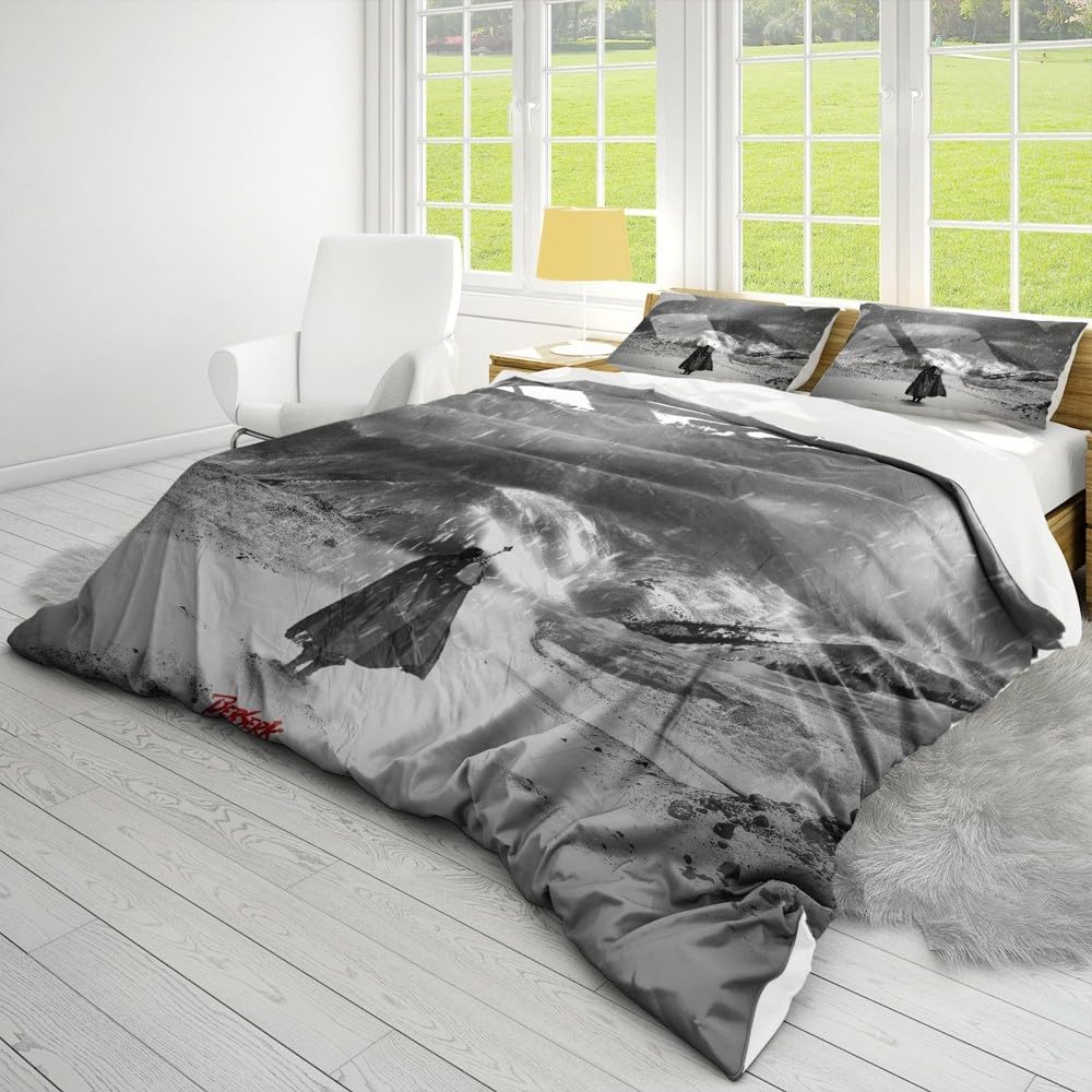 NEWAKI Berserk Guts Anime Duvet Cover Soft 3D Printed Bedding Set with Comforter Cover 3 Piece Set Includes 2 Pillowcases and 1 Duvet Cover Machine Washable (15,Queen (90"x90"))