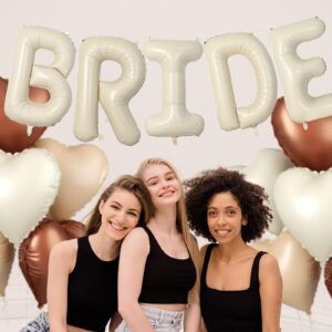 40 Inch Cream BRIDE Balloons, Large Letter Balloons Foil Helium Balloons, Beige Mylar Big Alphabet Balloons, Cream Balloon Letters for Wedding Engagement Bride To Be Party Decorations