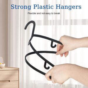 GETORO Plastic Hangers 100 Pack, Non Slip Space Saving Clothes Hanger with Hooks, Heavy Duty Black Hangers for Closet