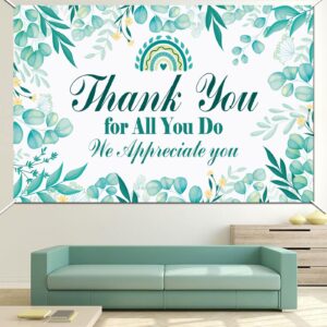 HOWAF We Appreciate You Party Decorations Backdrop Banner, Thank You for All You Do Banner for Thanks to Staff Teachers Doctor Nurses Staff, Team Appreciation Week Green Banner Party,72.8" x 43.3"