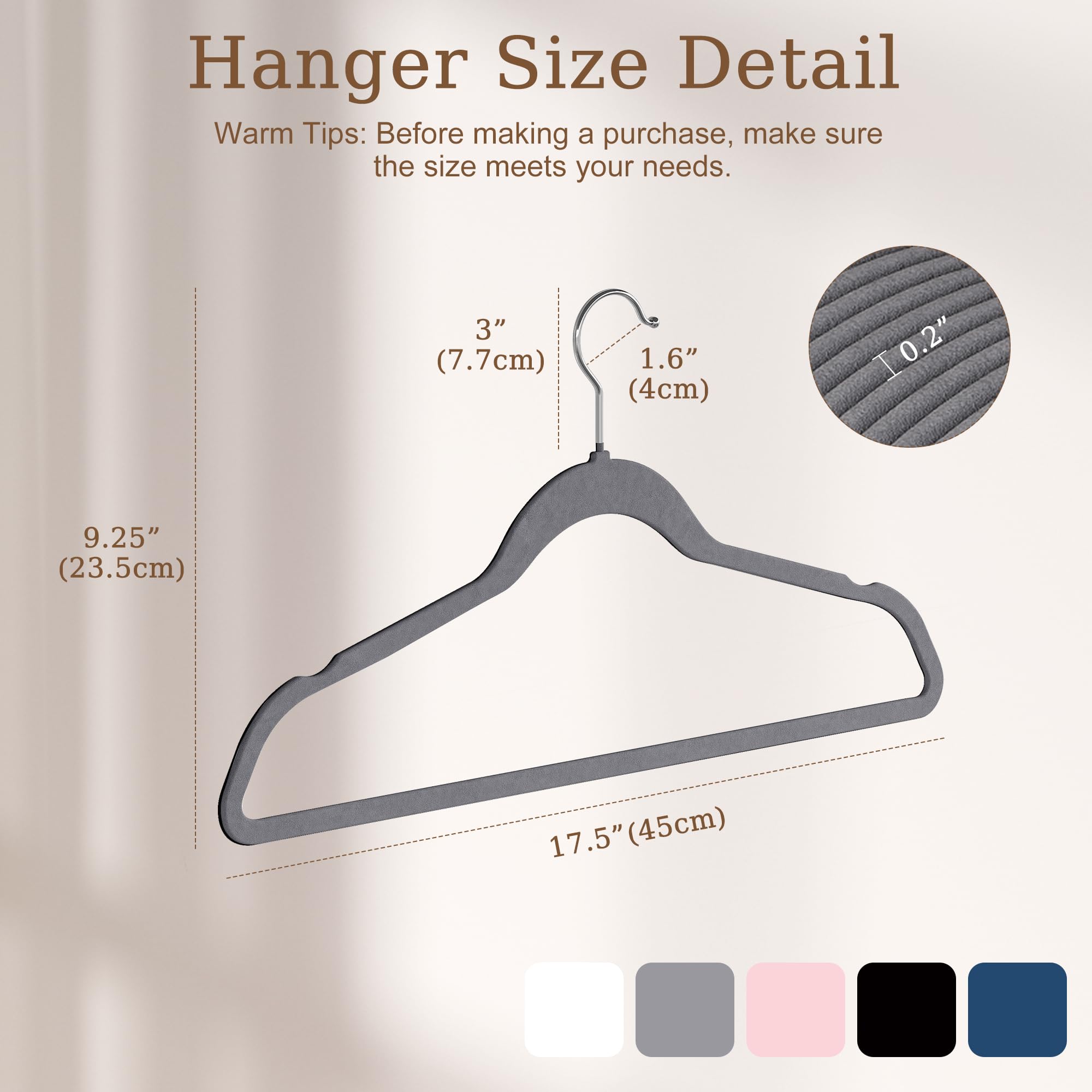 GETORO Velvet Hangers 30 Pack, Non Slip Space Saving Clothes Hangers with Metal Hooks, Black Felt Hangers, Heavy Duty Flocked Hanger