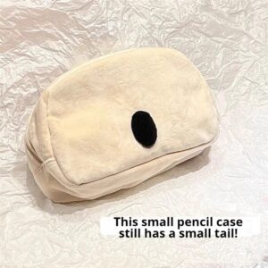 Pencil Pouch Case Holder Large Capacity Pen Box Large Capacity Big Zipper Canvas Makeup Bag Bulk Cosmetics Toiletry Storage (White)