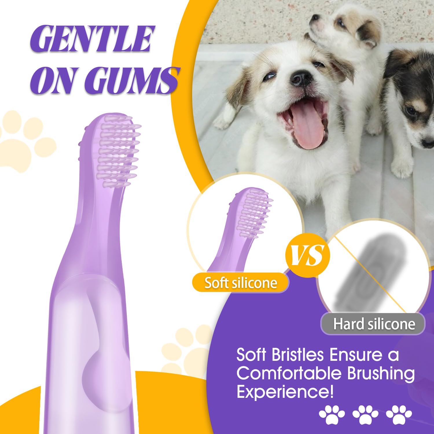 Cats & Puppies Finger Toothbrush-Extended design fits fingers up to 0.82” wideR, designed for kittens and puppies, Finger Toothbrush for Dogs, comes with self-adhesive naming and dental health card