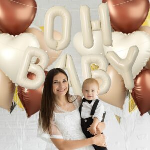 40 Inch Cream OH BABY Balloons, Beige Large Letter Balloons Foil Helium Balloons, Mylar Big Beige Alphabet Balloons, Cream Balloon Letters for Baby Shower Gender Reveal Party Decorations