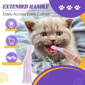 Cats & Puppies Finger Toothbrush-Extended design fits fingers up to 0.82” wideR, designed for kittens and puppies, Finger Toothbrush for Dogs, comes with self-adhesive naming and dental health card