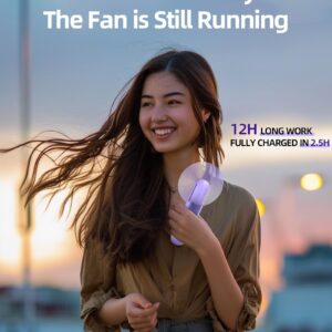 Cutnut Portable Handheld Fan, 3-Speed Foldable Mini Pocket Fan, USB-C 2000mAH Rechargeable Small Quiet Hand Fan, Personal Lash Fan for Travel, Outdoor, Home, Ideal Gifts for Women, Purple