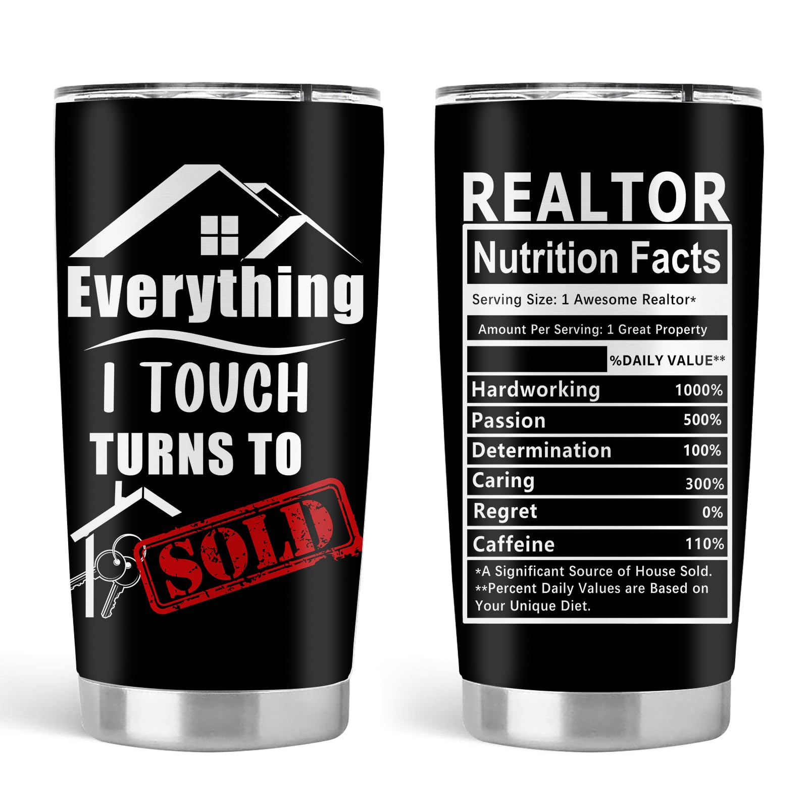 Absacie Real Estate Agent Gifts, Realtor Tumbler, Gift for Real Estate Salesman Housing Coworkers Broker Worker Employee, Stainless Steel Tumbler with Lid and Straw Coffee Mug 20 OZ