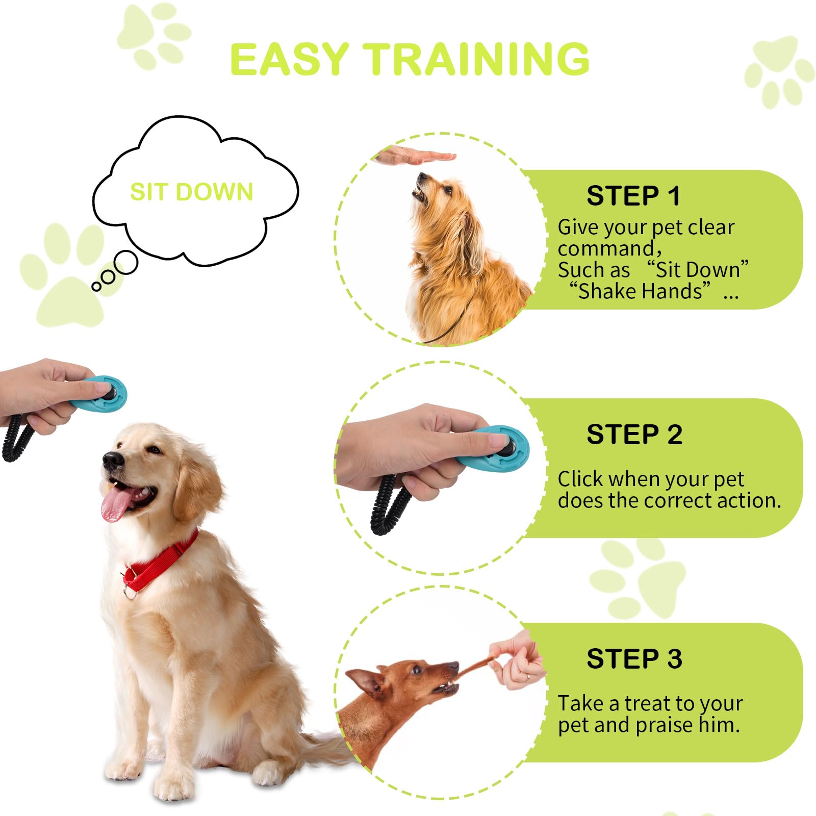 Dog Clicker Training Kit, Dog Training Treat Pouch and Dog Clickers, Dog Treat Bag with Clicker Training for Dogs, Pet Treat Bag with Waist Belt Shoulder Strap Poop Bag Dispenser - Black /w 2 Clickers