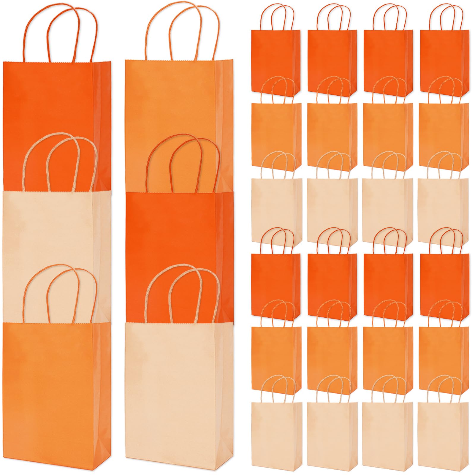 Whaline 36Pcs Orange Party Favor Bags Paper Gift Bags Bulk with Handles Autum Fall Thanksgiving Grocery Shopping Treat Bags for Holiday Wedding Birthday Party DIY Crafts Supplies