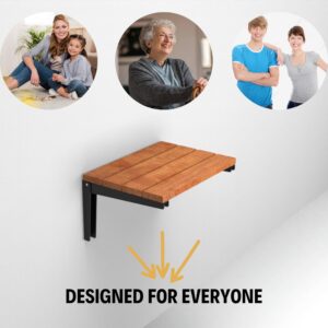 Folding Natural Color Solid Teak Wood Shower Seat, Foldable Shower Bench, Wall Mounted Folding Wooden Shower Stool, Inside Shower Handmade Fold Down Bath Seat