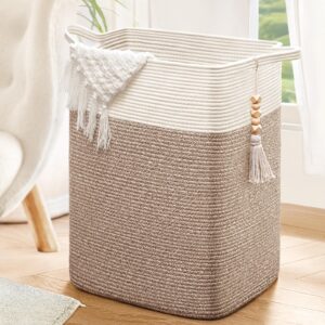 goodpick laundry basket laundry hamper, blanket basket for living room clothes hamper for laundry room, tall basket, woven laundry basket, storage basket for toys, towels, 16x13x22in, jute