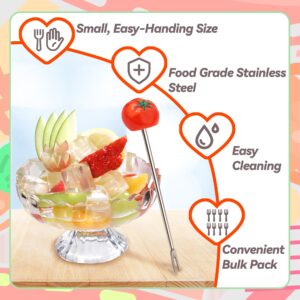 Set of 5 Tomato Stainless Steel Fruit forks and 1 Tomato Holder, Fruit Forks Dessert Forks Salad Forks Food Picks