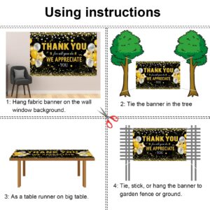 HOWAF Thank You for All You Do Banner, Employee Appreciation Banner for Staff Teachers Doctors Appreciation Party Decoration, We Appreciate You Backdrop Banner,Black and Gold, 72.8" x 43.3"