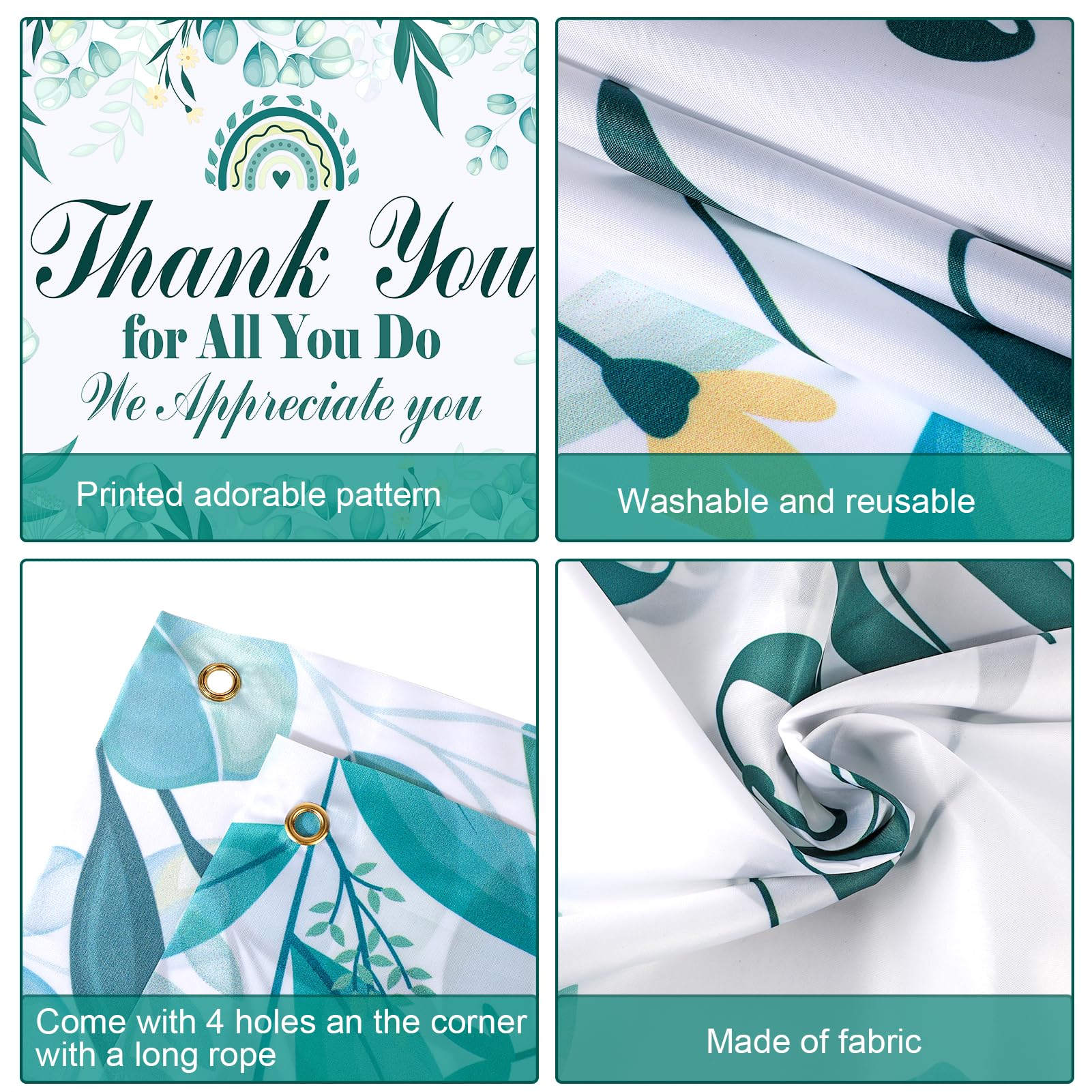 HOWAF We Appreciate You Party Decorations Backdrop Banner, Thank You for All You Do Banner for Thanks to Staff Teachers Doctor Nurses Staff, Team Appreciation Week Green Banner Party,72.8" x 43.3"