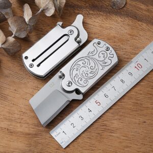 NBFDY Small Pocket Knife, EDC Pocket Knife, D2 Steel Blade and Stainless Steel Handle, Package Opener Box Cutter Knife(KPQ-306L)