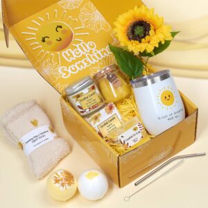 Gift Baskets For Women, Get Well Gifts for Women-8-Piece Care Package, Christmas Gifts for Women, Best Friend, Mom & Sister, Sunflower Gifts & Get Well Soon Gift Baskets - Little Box of Sunshine