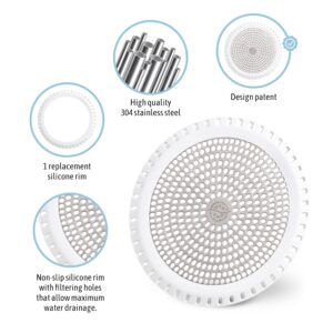 Ultra ShowerRing, The Ultimate Shower Drain Protector/Hair Catcher/Strainer/Snare/Cover (White)