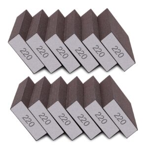 tanbupu 12pcs sanding sponge 220 grit fine sanding blocks for drywall metal wood washable and reusable