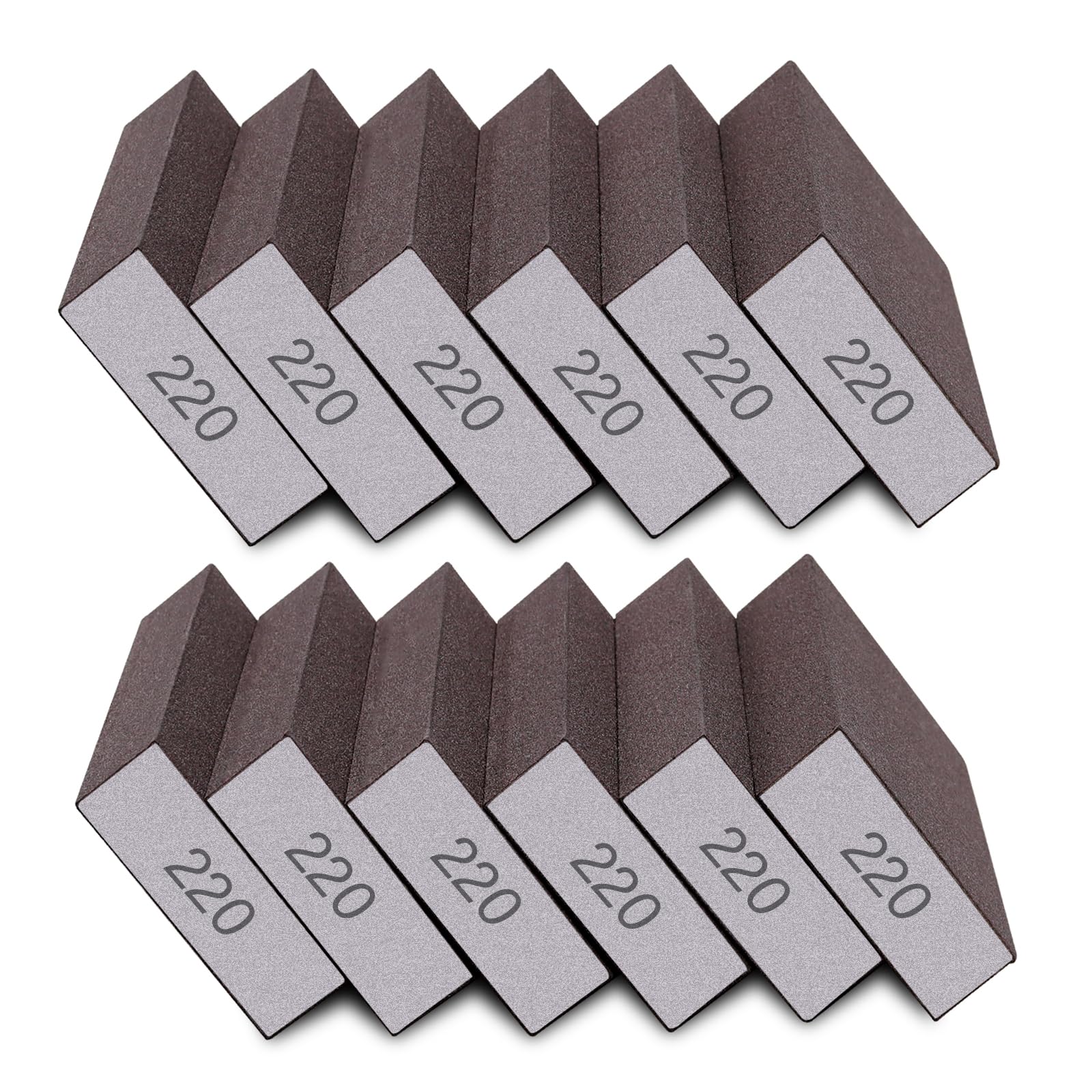 Tanbupu 12Pcs Sanding Sponge 220 Grit Fine Sanding Blocks for Drywall Metal Wood Washable and Reusable