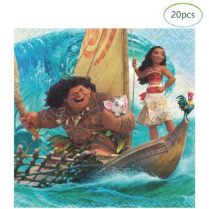 Birthday Party Supplies for Moana, Include 20 Plates and 20 Napkins, for Moana Theme Birthday Party Decorations