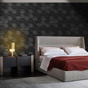 Self Adhesive Black Peel and Stick Wallpaper 3D Hexagon Geometric Embossed Contact Paper Removable Easy Peel Off Wallpaper Textured Wall Paper for Cabinet Bedroom, 15.7" X 118"