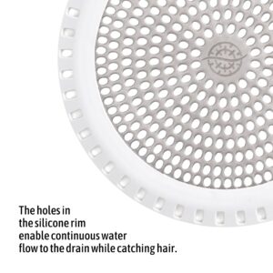 Ultra ShowerRing, The Ultimate Shower Drain Protector/Hair Catcher/Strainer/Snare/Cover (White)