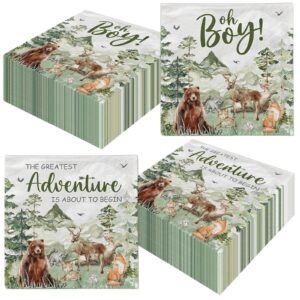 adventure baby shower napkins,let the adventure begin supplies 40pcs oh boy woodland forest napkins for mountain wilderness baby shower party supplies