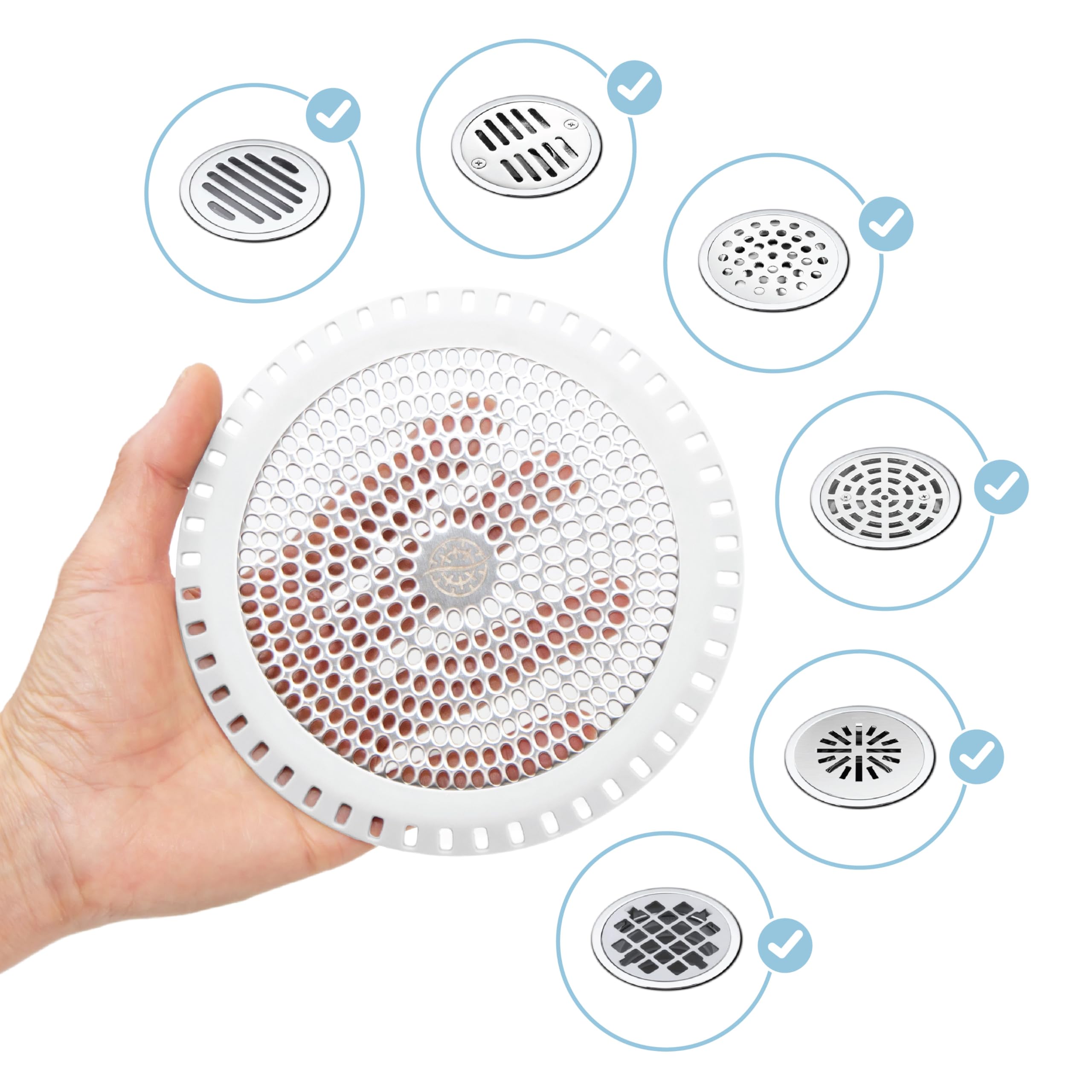 Ultra ShowerRing, The Ultimate Shower Drain Protector/Hair Catcher/Strainer/Snare/Cover (White)