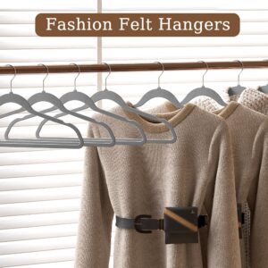 GETORO Velvet Hangers 30 Pack, Non Slip Space Saving Clothes Hangers with Metal Hooks, Black Felt Hangers, Heavy Duty Flocked Hanger