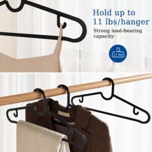 GETORO Plastic Hangers 100 Pack, Non Slip Space Saving Clothes Hanger with Hooks, Heavy Duty Black Hangers for Closet