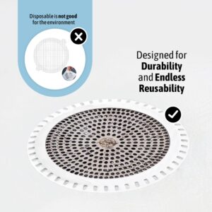 Ultra ShowerRing, The Ultimate Shower Drain Protector/Hair Catcher/Strainer/Snare/Cover (White)