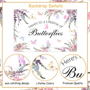 Wonmelody Butterfly Bridal Shower Backdrop Banner 7 * 5ft Lifetime of Butterflies Backdrop Butterfly Bride Shower Decorations Butterfly Floral Bridal Shower Banner for Bachelorette Wedding Engagement