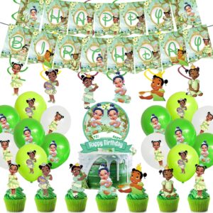 48Pcs Tiana Birthday Cake Topper Decoration Supplies for Tiana Children's Cupper Topper for Kids Birthday Party