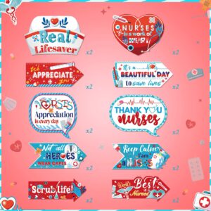 HOWAF 20 Pieces Nurse Appreciation Week Party Yard Signs, Thank You Nurses Party Decorations Yard Welcome Sign for RN Graduation Party, Happy National Nurses Week Party Supplies for Indoor Outdoor