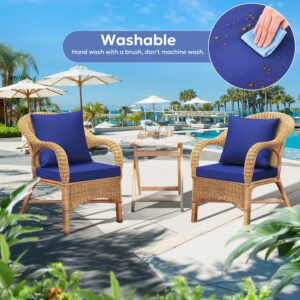 Gorpche Outdoor Deep Seat Set, Waterproof Outdoor Chair Cushions for Patio Furniture, Removable Patio Cushions Include Back Pillow & Seat Bottom with Ties, Foam, and Hidden Zipper-24 x 24 Inch, Blue