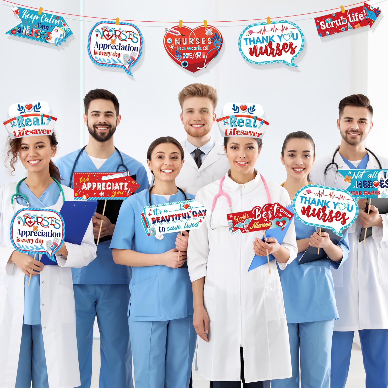 HOWAF 20 Pieces Nurse Appreciation Week Party Yard Signs, Thank You Nurses Party Decorations Yard Welcome Sign for RN Graduation Party, Happy National Nurses Week Party Supplies for Indoor Outdoor