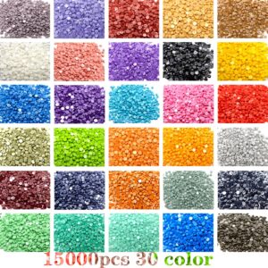 15000 pieces 30 color diamond art painting beads,flat bottom round resin rhinestones for diamond art painting accessories, round drills for 5d diamond art diy craft