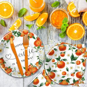 HIPVVILD Little Cutie Baby Shower Decorations Tableware, Orange Baby Shower Decorations, Paper Plate, Napkin, Cup, Cutlery, Fruit Orange Citrus Baby Shower Plates And Napkins Party Supplies | Serve 24