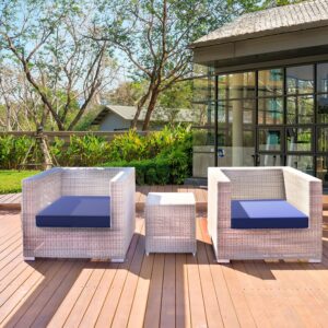 Gorpche Outdoor Chair Cushions, Waterproof Patio Chair Cushions Set of 2, Square Removable Outdoor Seat Cushions for Patio Furniture with Attach Straps, Foam and Hidden Zipper, 19 x 19 x 2 Inch, Blue