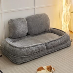 Human Dog Bed,Lazy Sofa Couch with 5 Adjustable Position, Sit,Sleep,Fold,Suit to Put in Bedroom Living Room (Gray@Foldable)