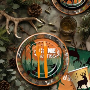 HIPVVILD Hunting Camo Party Decorations Tableware - Oh Deer Hunting Birthday Party Supplies, Paper Plate, Cup, Napkin, Cutlery, Camouflage Camping Hunting Birthday Baby Shower Decorations | Serve 24