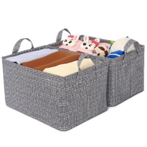 gomaji storage bins, fabric storage baskets with handles, closet organizer bin for clothes, toys, books, nursery, home office, black & white, 2-pack, 14.75" l x 10.25" w x 8.25" h